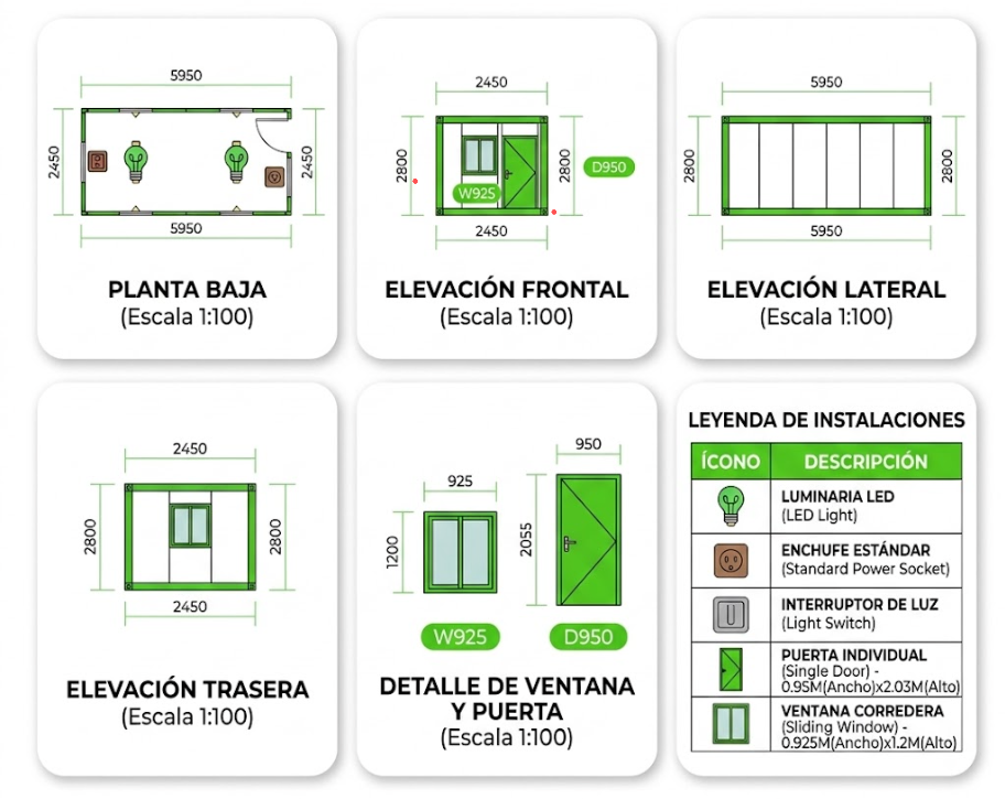 Plano técnico - Contendor Modular - Curicontainer